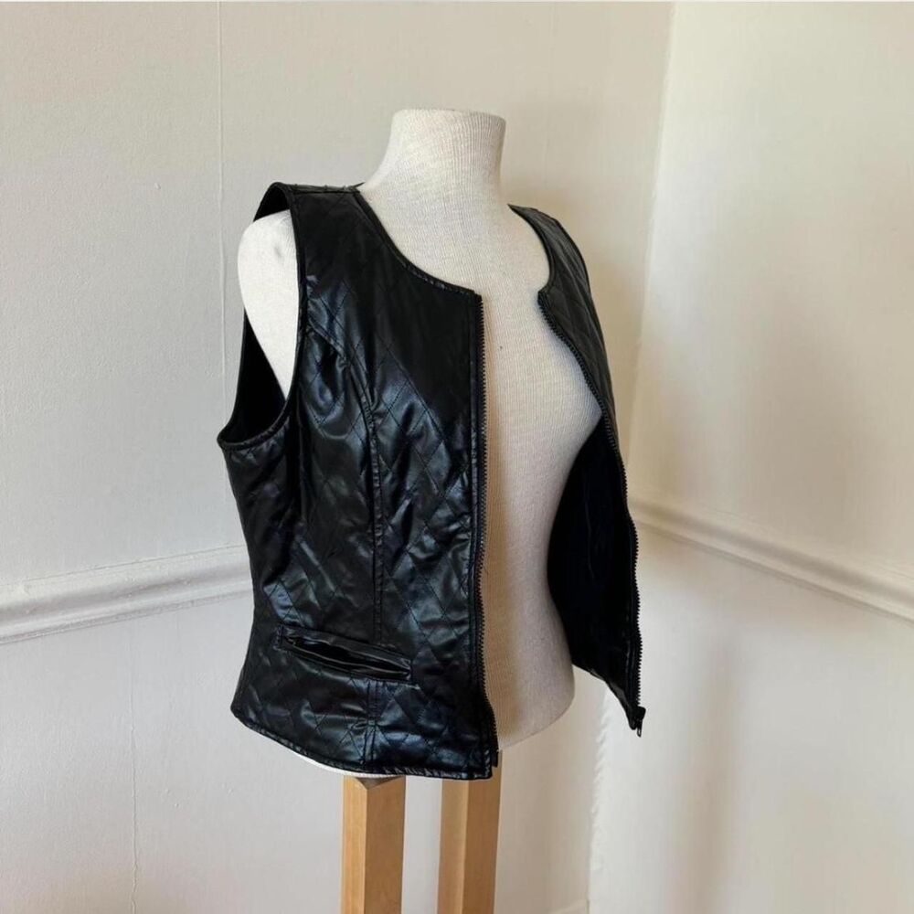 Selene Sport faux leather moto boho zip up vest